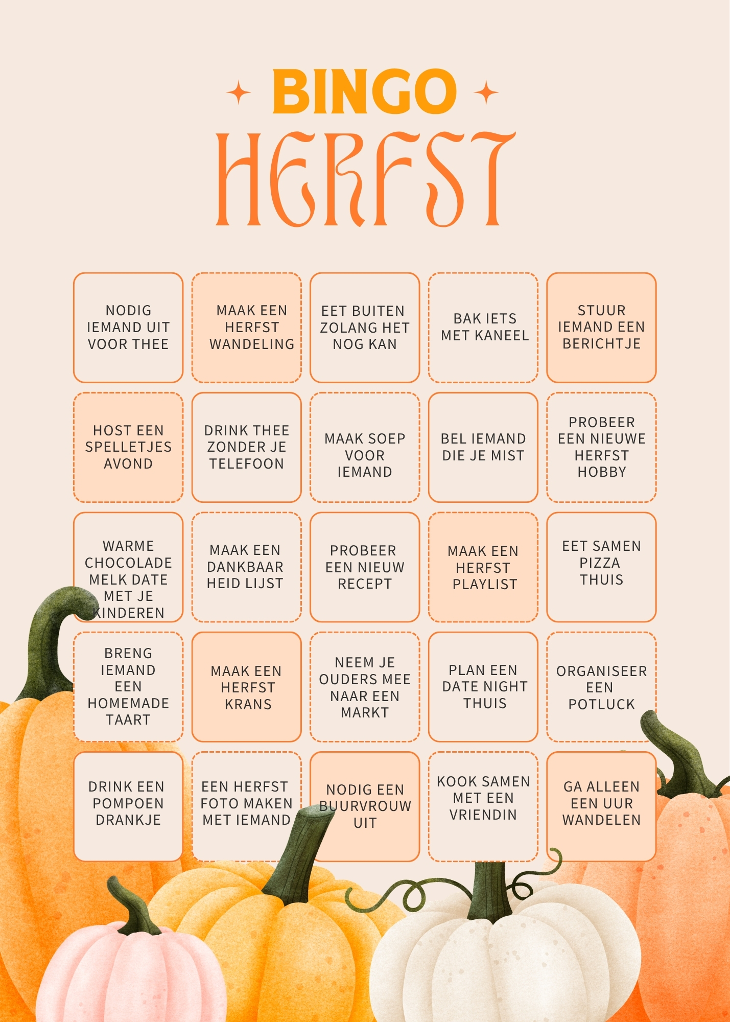 Tafelverhalen Herfst Bingo